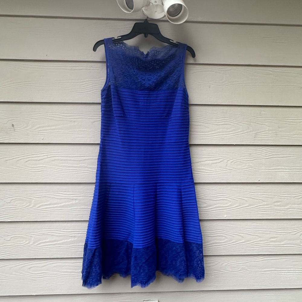 Tadashi Shoji Royal Blue Detailed Cocktail Dress - Picture 2 of 12